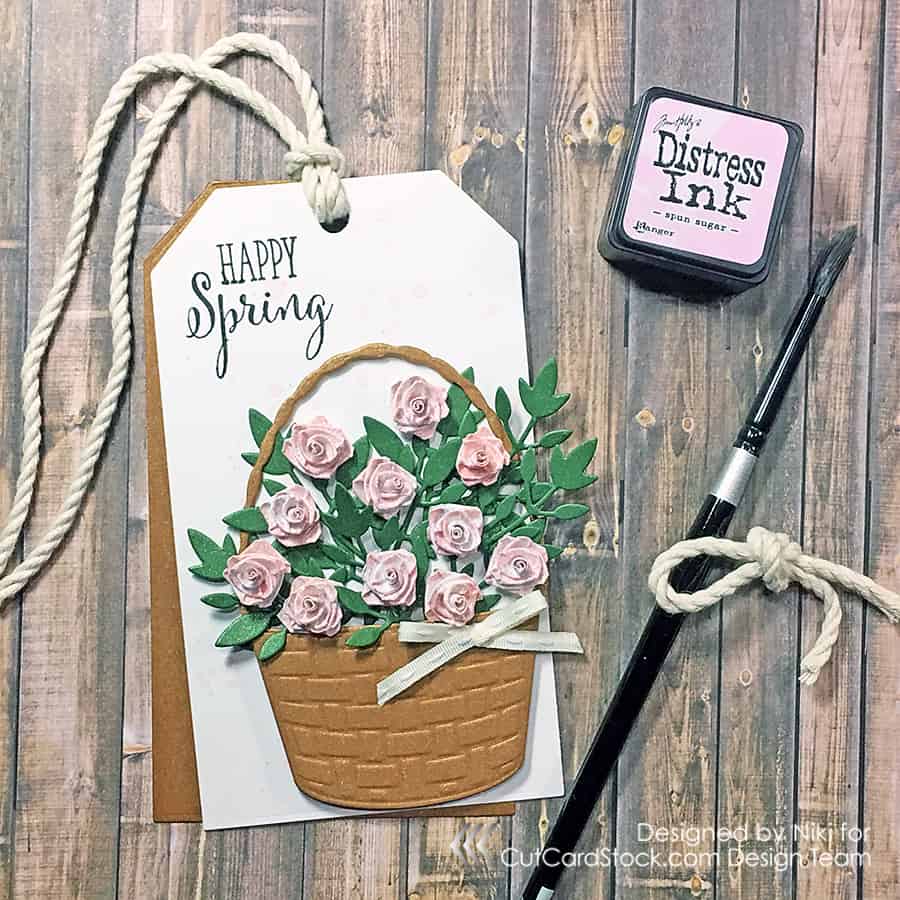 A Lovely Spring Tag With Quilled Tea Roses