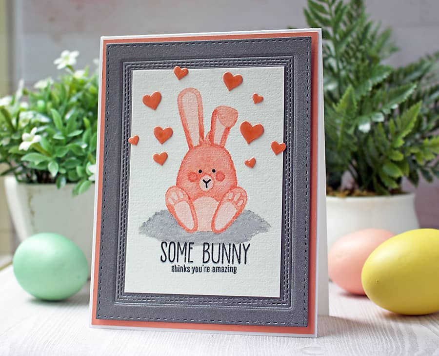 A Cute Bunny Card with No-Line Watercoloring