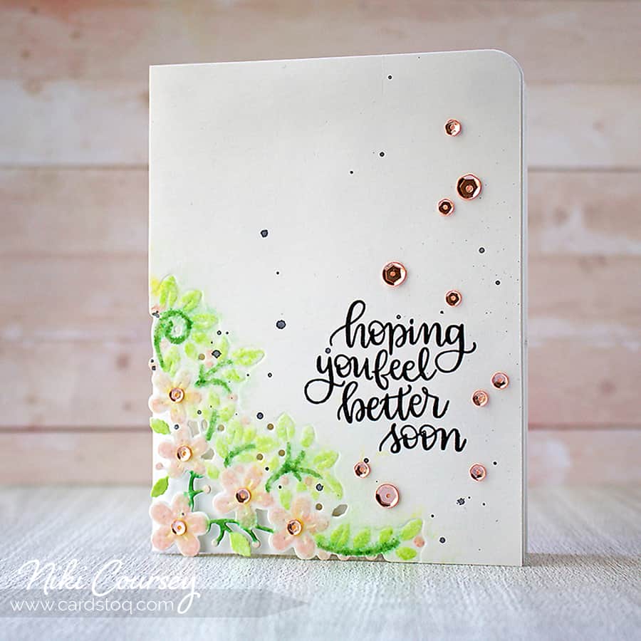 Feel Better With a Die Cut Corner & Sequins