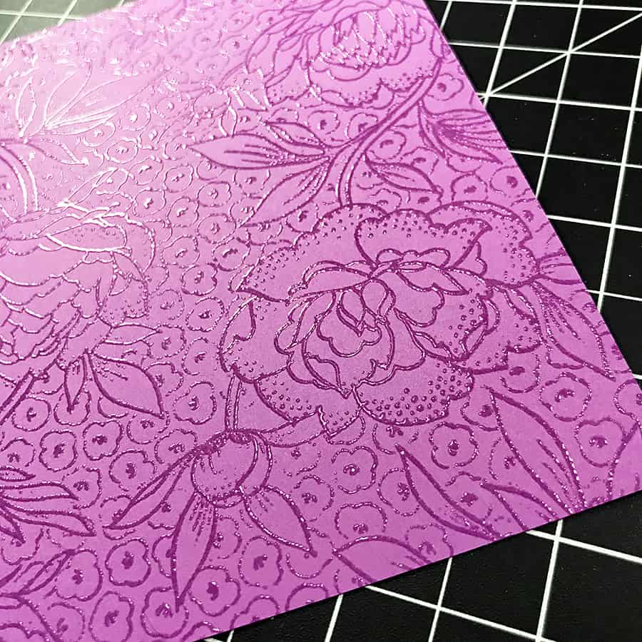 A Hand-Colored Floral Valentine, heat embossed design with clear powder