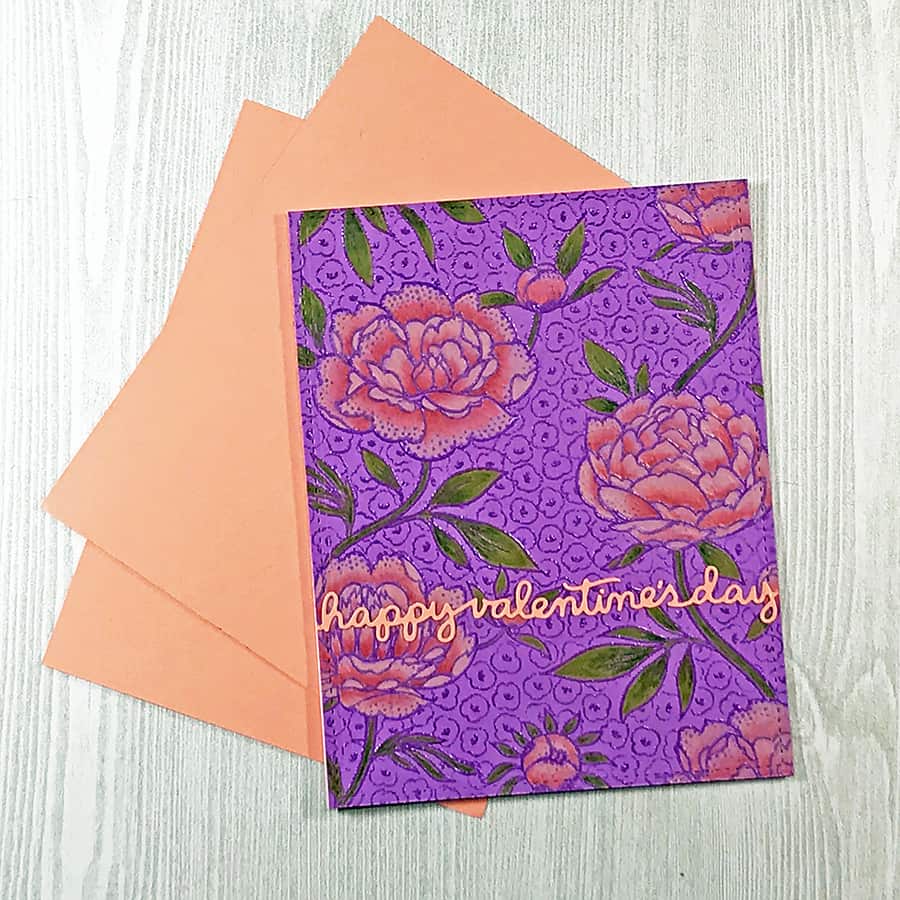 A Hand-Colored Floral Valentine, overall view of the completed card