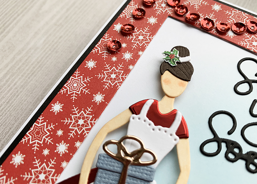 Close up of the little lady - Spellbinders Small Die of the Month: Home for the Holidays